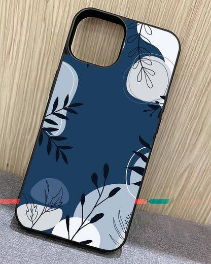 Penguin Abstract Blue Flower Glass Case