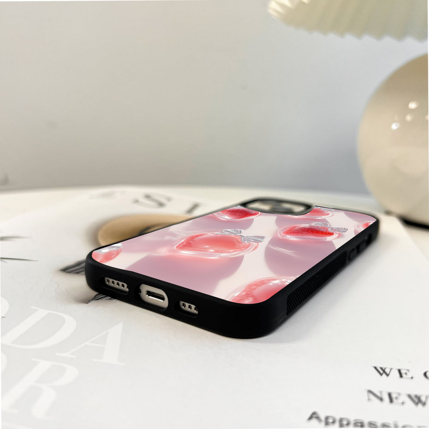 Red Strawberry Glass Case