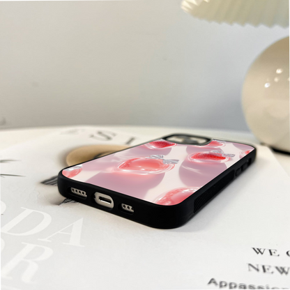 Red Strawberry Glass Case