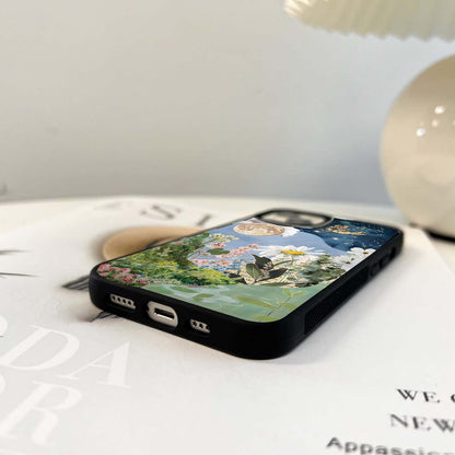 Angel under starlit floral Glass Case