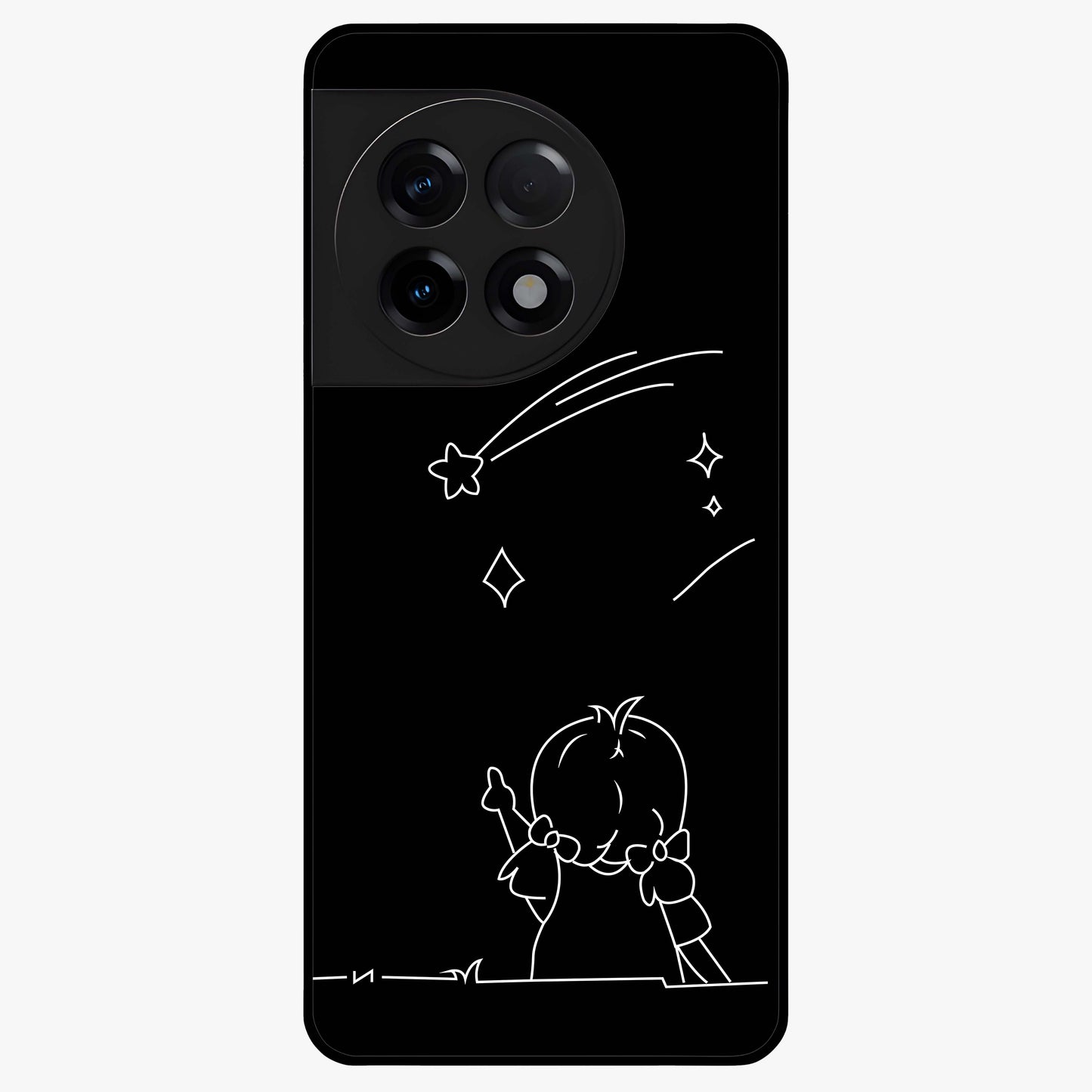 Line Art Girl With Shooting Stars Glass Case for OnePlus 11R |1+11R