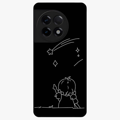 Line Art Girl With Shooting Stars Glass Case for OnePlus 11R |1+11R