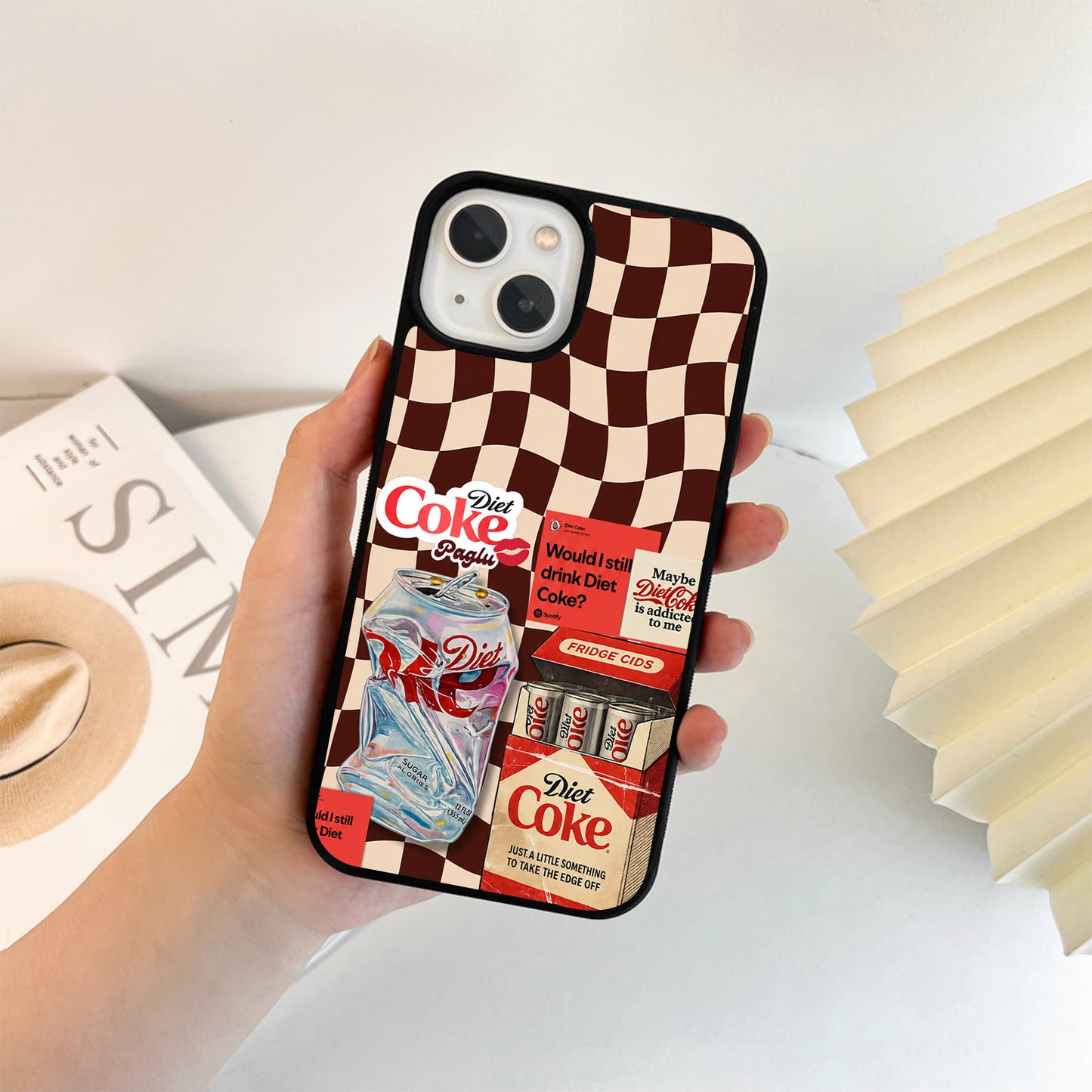 Diet Coke Checkerboard Mood Glass Case