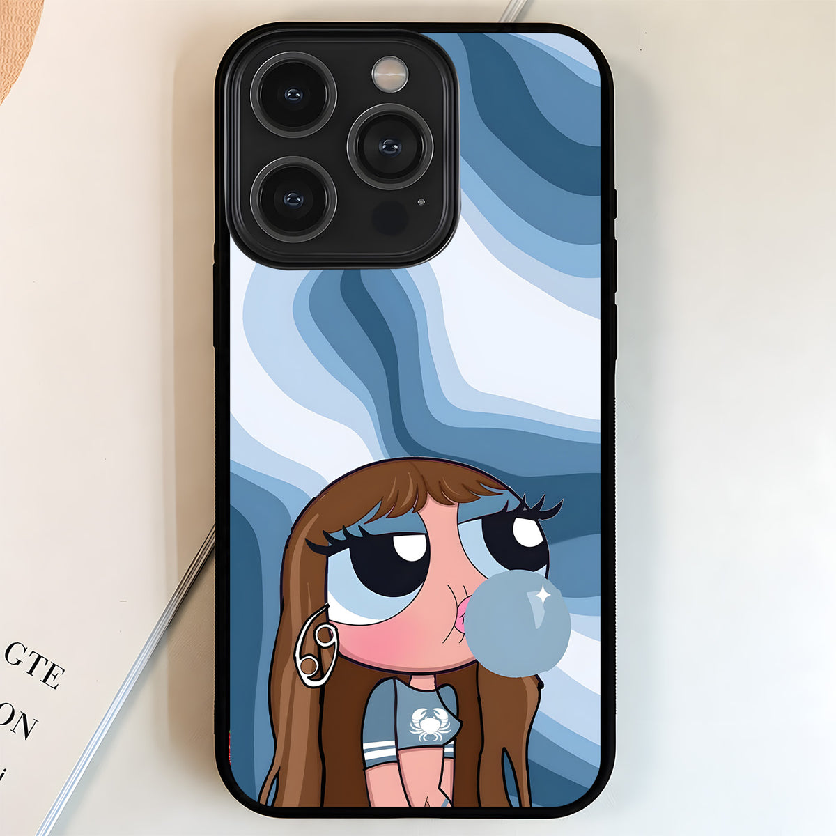 Blue Bubble Girl Glass Case