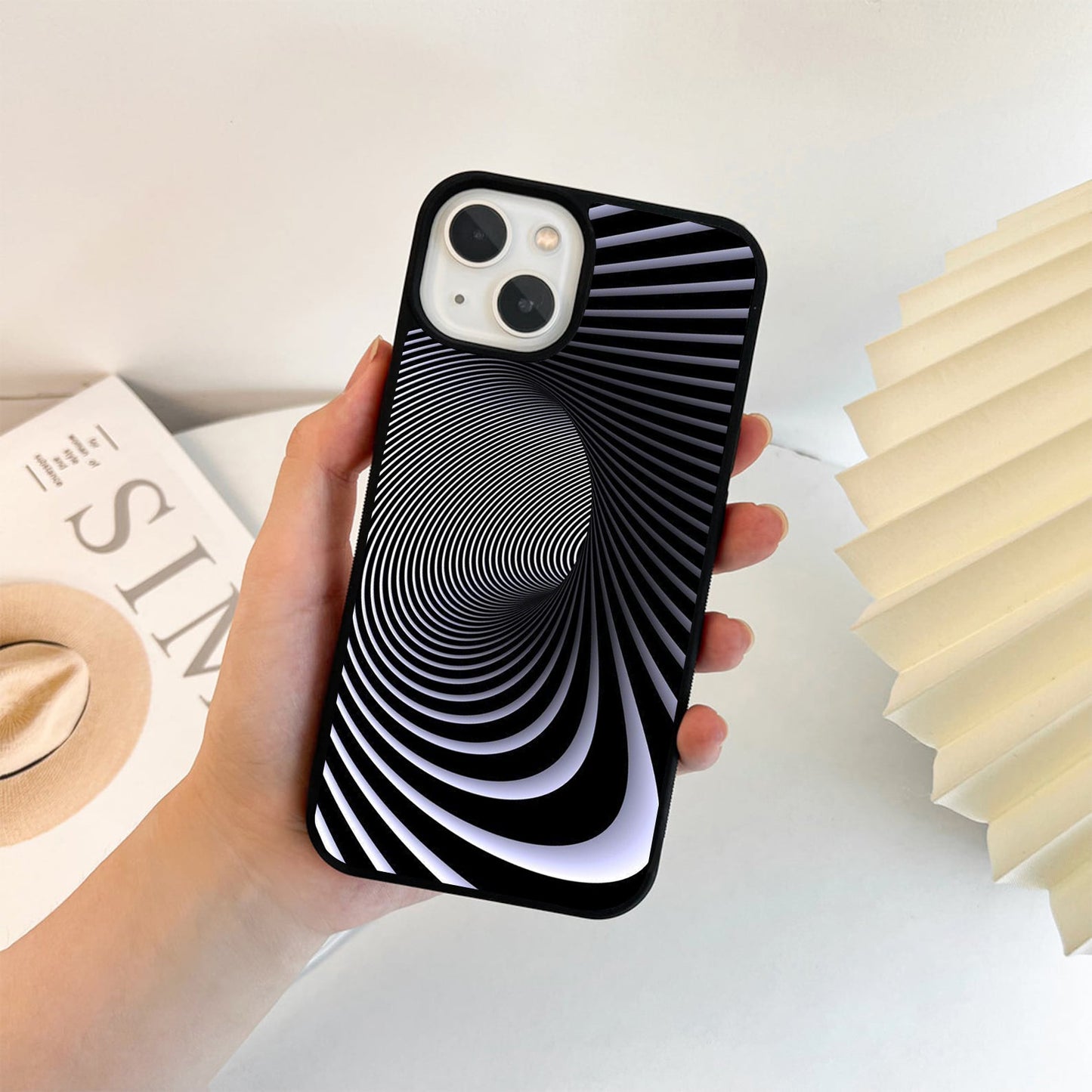 Black White Dimension Glass Case