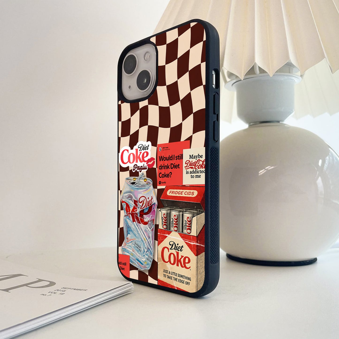 Diet Coke Checkerboard Mood Glass Case