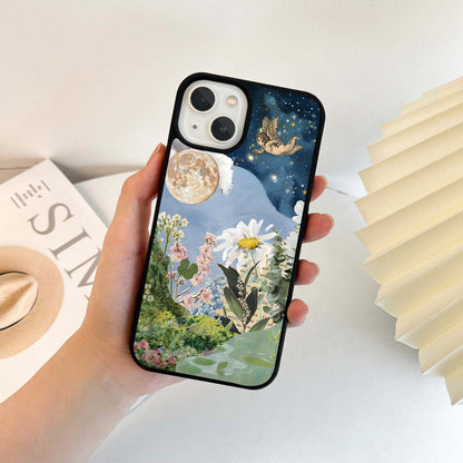 Angel under starlit floral Glass Case