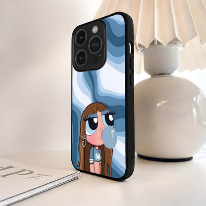 Blue Bubble Girl Glass Case
