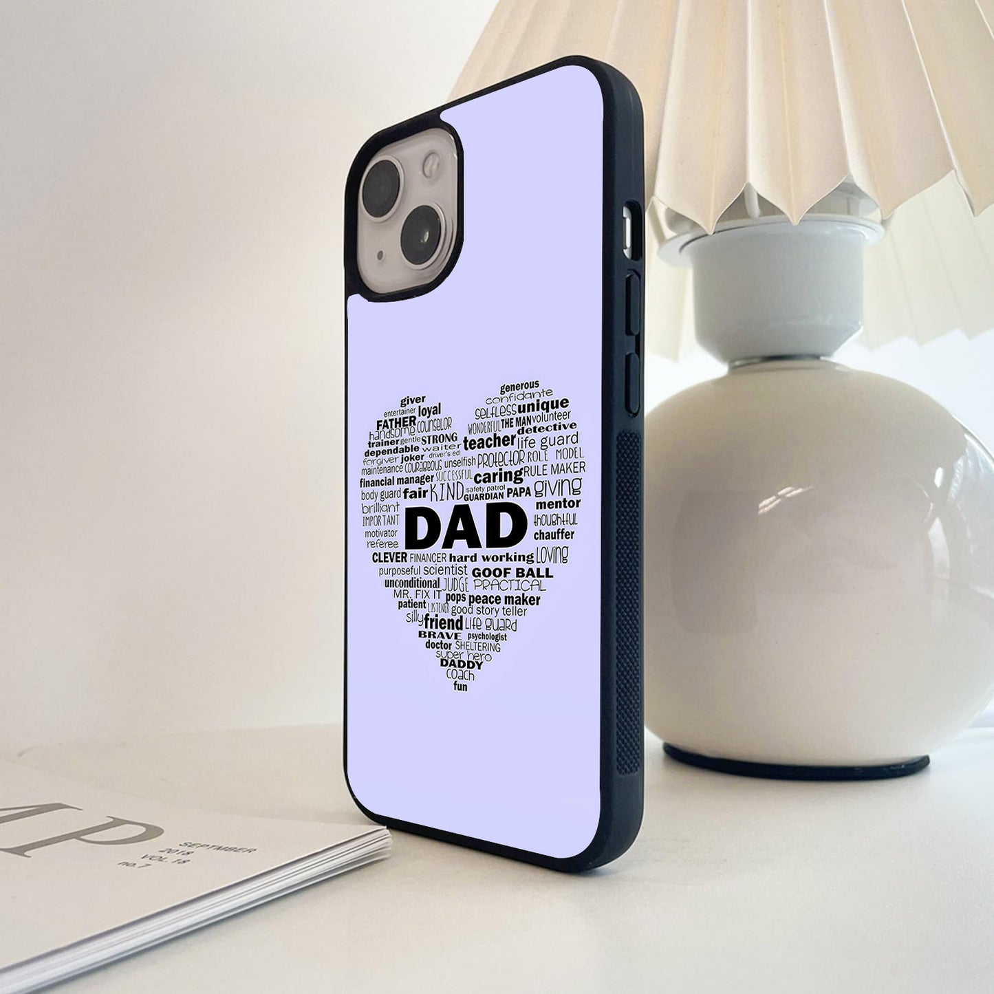 Dad Heart Words Glass Case
