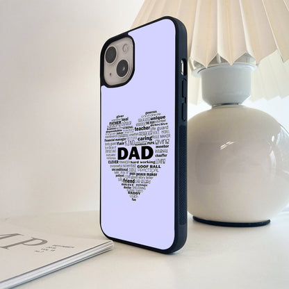 Dad Heart Words Glass Case