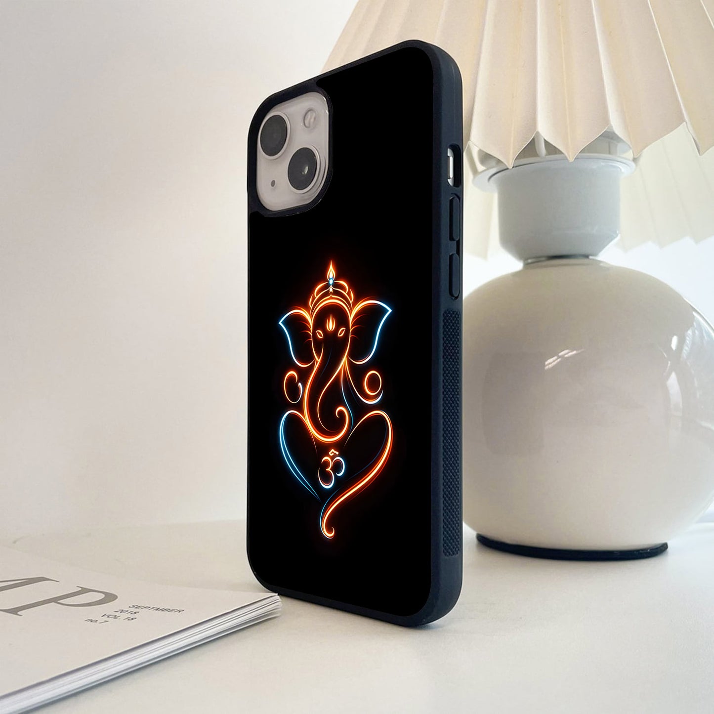 Neon Ganesha Divine Glass Case