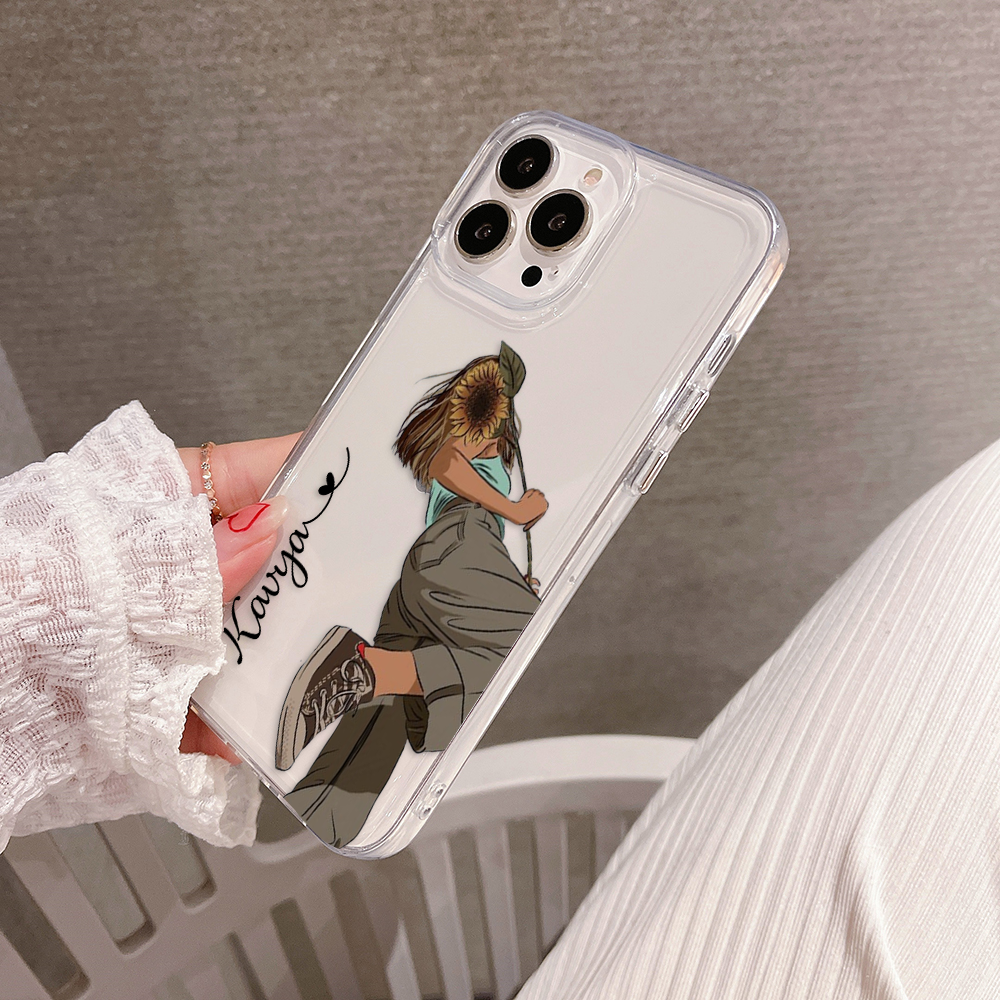 Sunlit Girl Glow Custom Name Clear Silicon Soft Cover