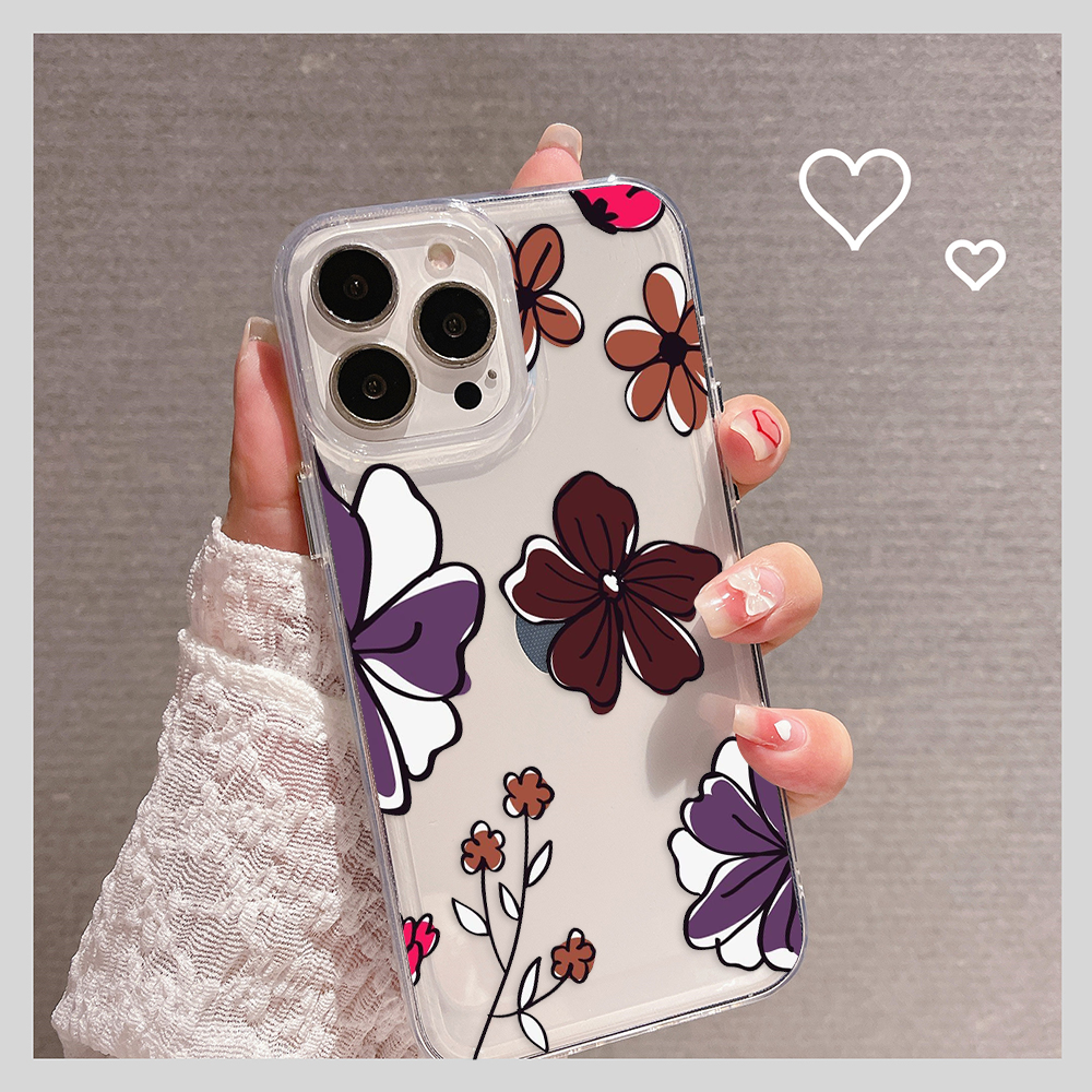 Brown and Violet Flower Clear Silicon Case Cover