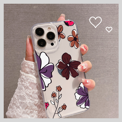 Brown and Violet Flower Clear Silicon Case Cover