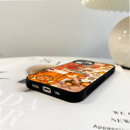Orange aesthetic preppy Glass Case