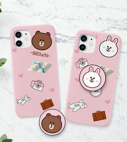 Bunny/Bear Travelling Slim Case Cover With Same Design Holder