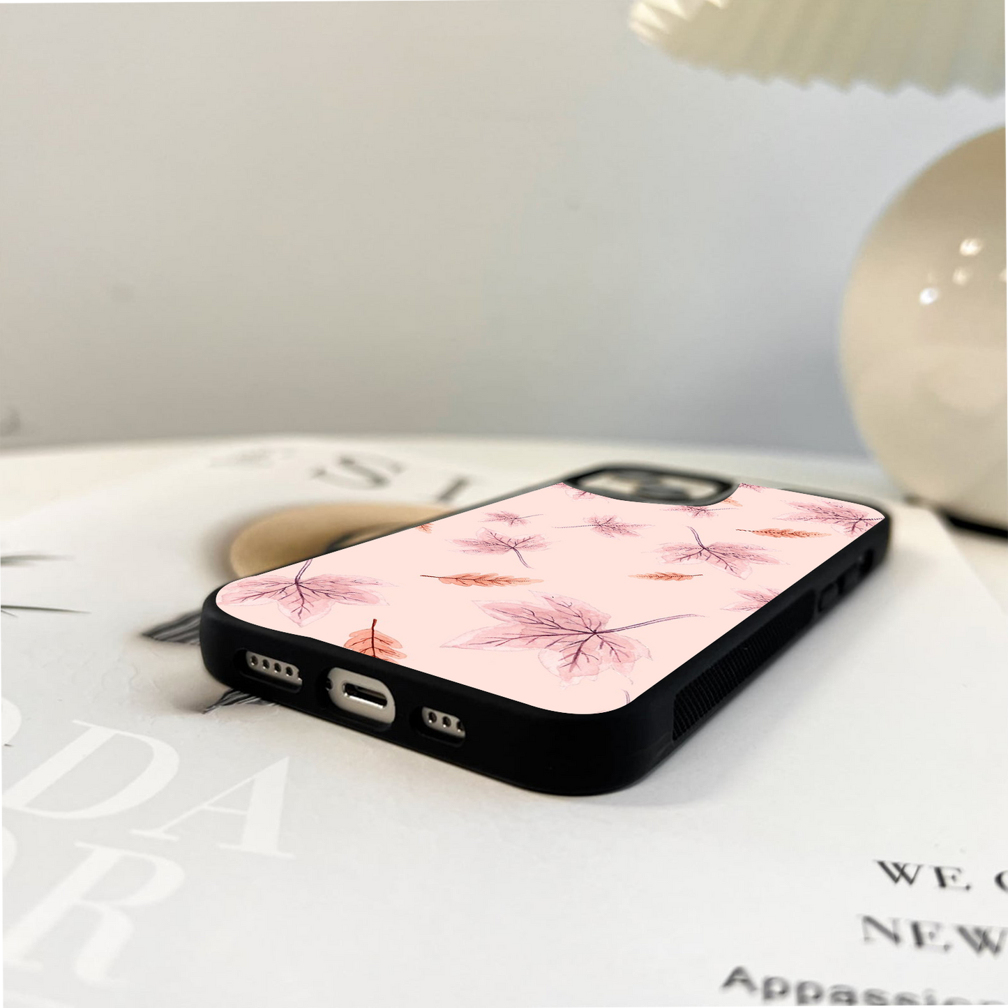 Pink Leaf Glass Case