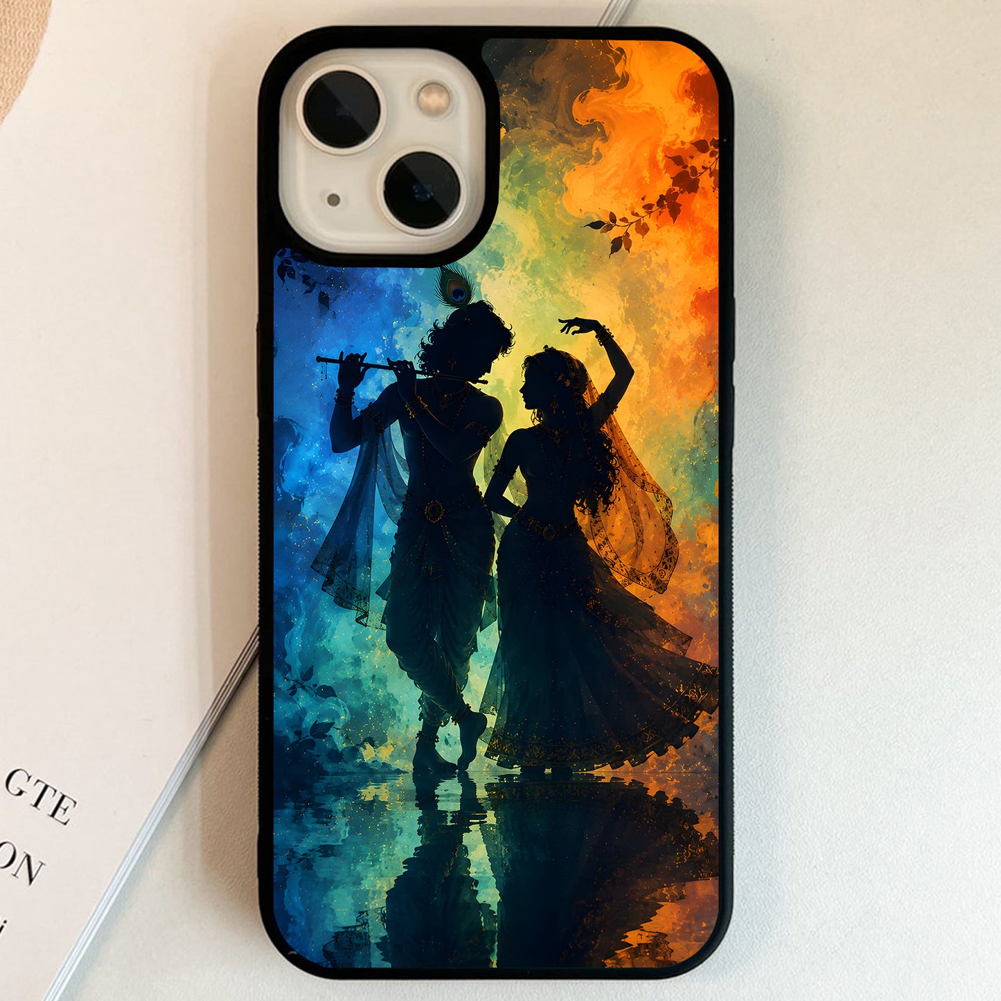 Radha Krishna Divine Dance Glass Case