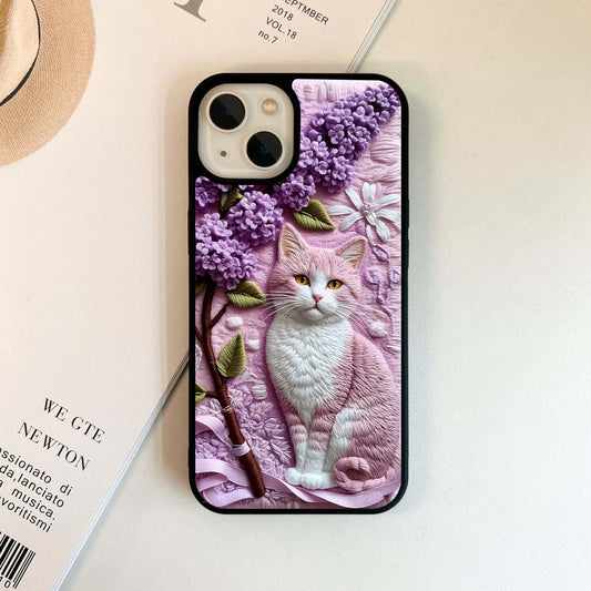 Lavender Cat Whimsy Glass Case