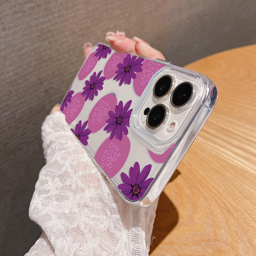 Abstract purple Flower Clear Silicon Case Cover