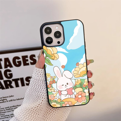 Cute Lovely Bunny Scenery Glass Case