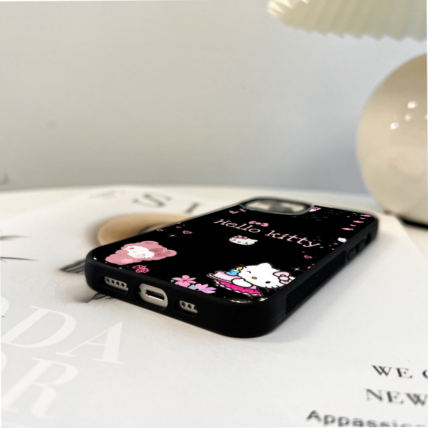 Black Background & Hello Kitty Glass Case