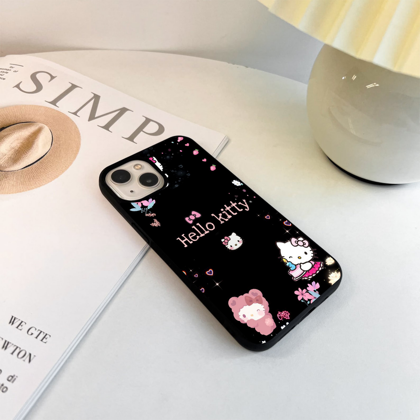 Black Background & Hello Kitty Glass Case