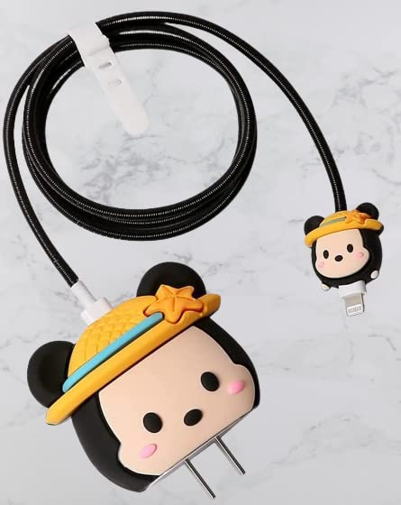 Mickey Cartoon Yellow Hat, Silicon Apple iPhone Charger Case | Lightning Charger/Cable Protector Cover for iPhone Charger