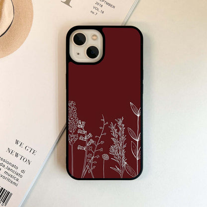 Crimson Botanical Sketch Glass Case
