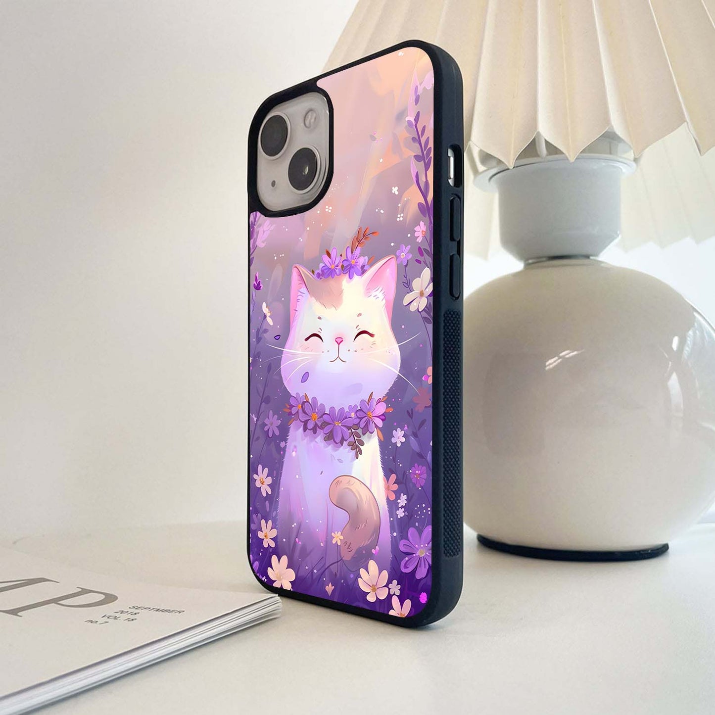 Lavender Cat Bliss Glass Case