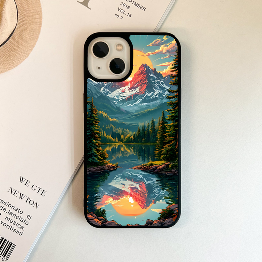 Bright Mountain Lake Glass Case