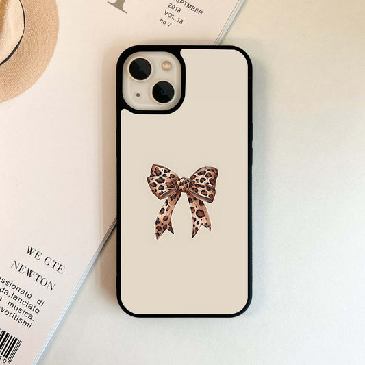 Leopard Bow Glass Case