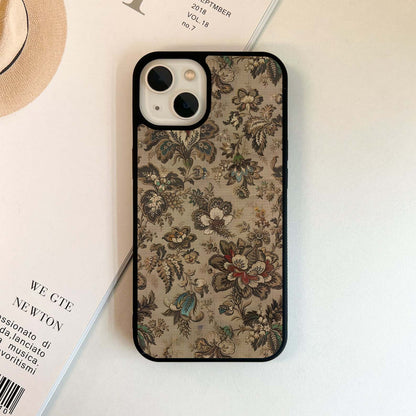 Solid Floral Print Glass Case