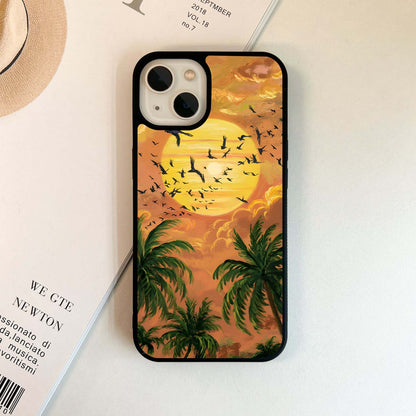 Golden Palm Scenery Glass Case