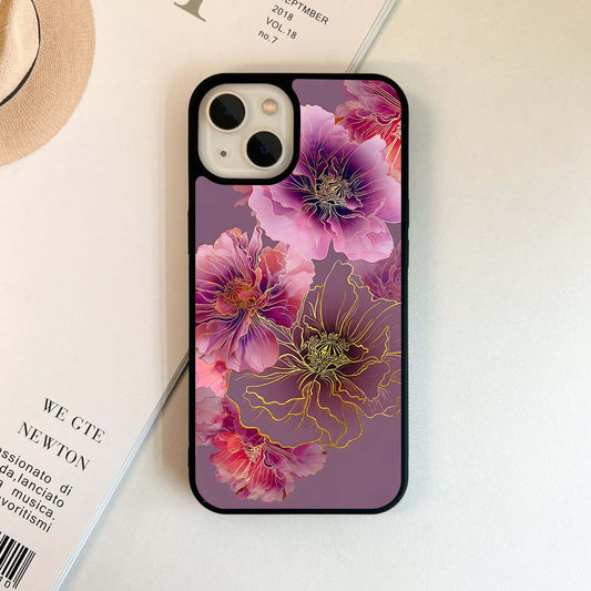 Pink Orchid Flowers Glass Case