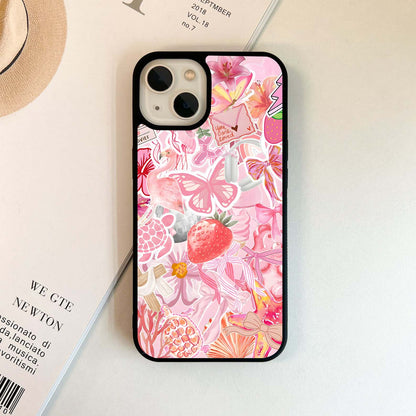 Collage of Stickers & Objects Glass Case