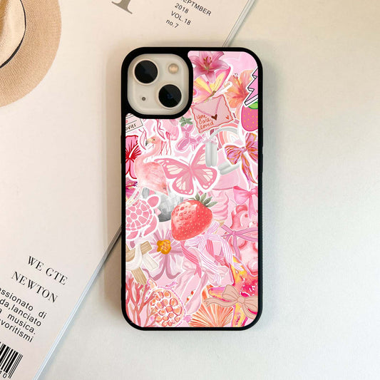 Collage of Stickers & Objects Glass Case