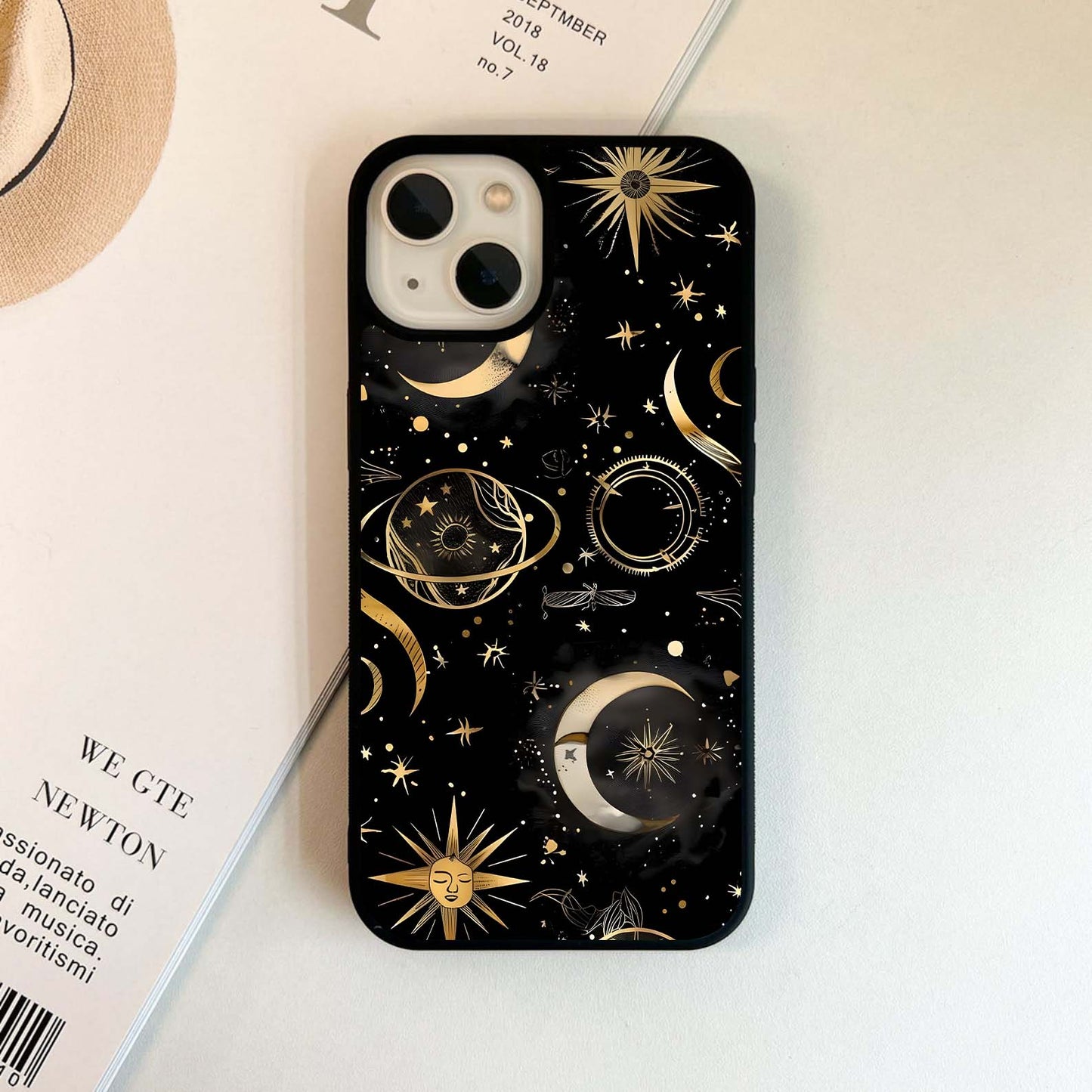 Half Moon Golden Pattern Glass Case