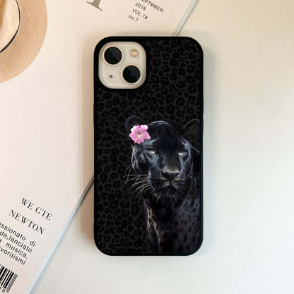 Panther on Black Leopard Glass Case