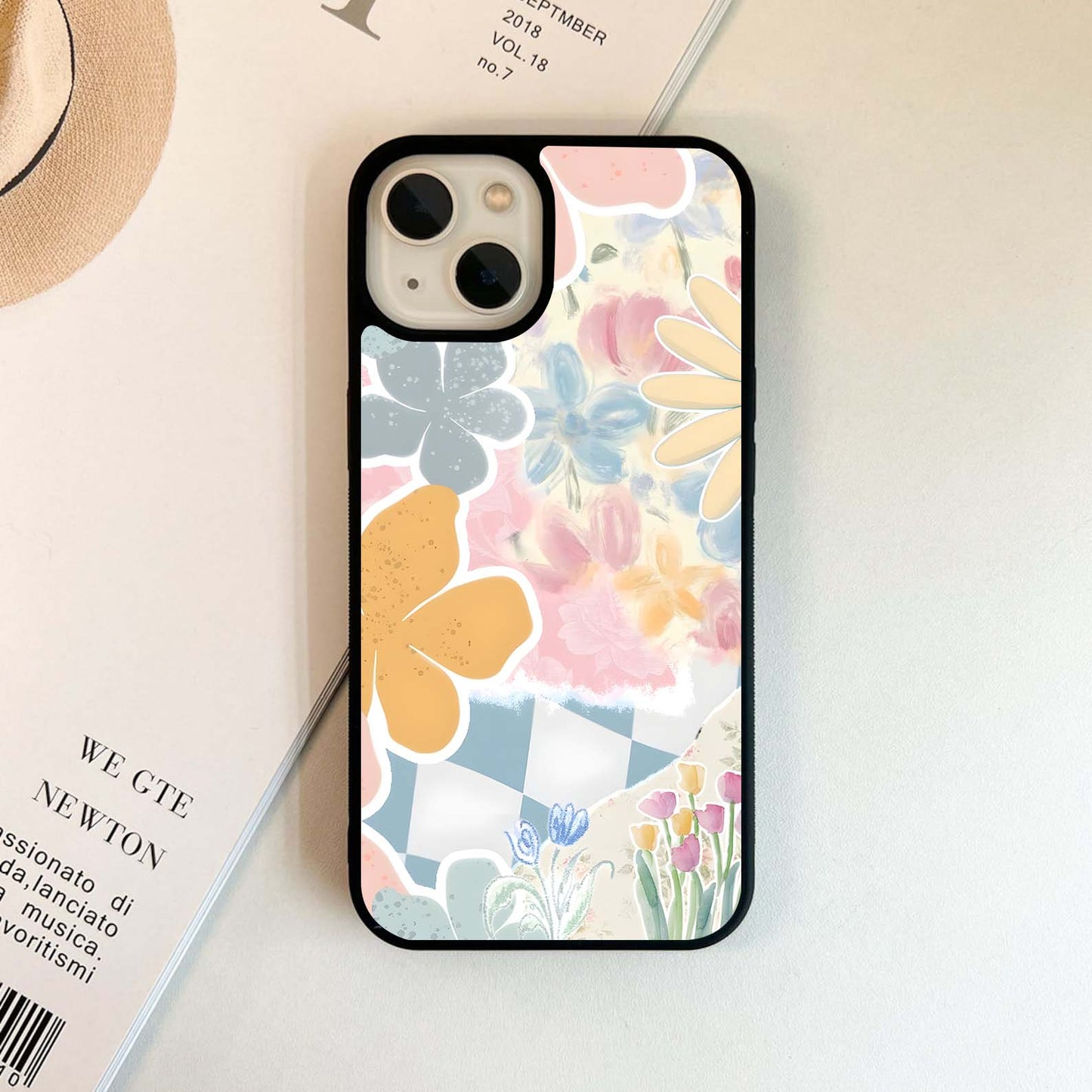 Pastel Garden Collage Glass Case