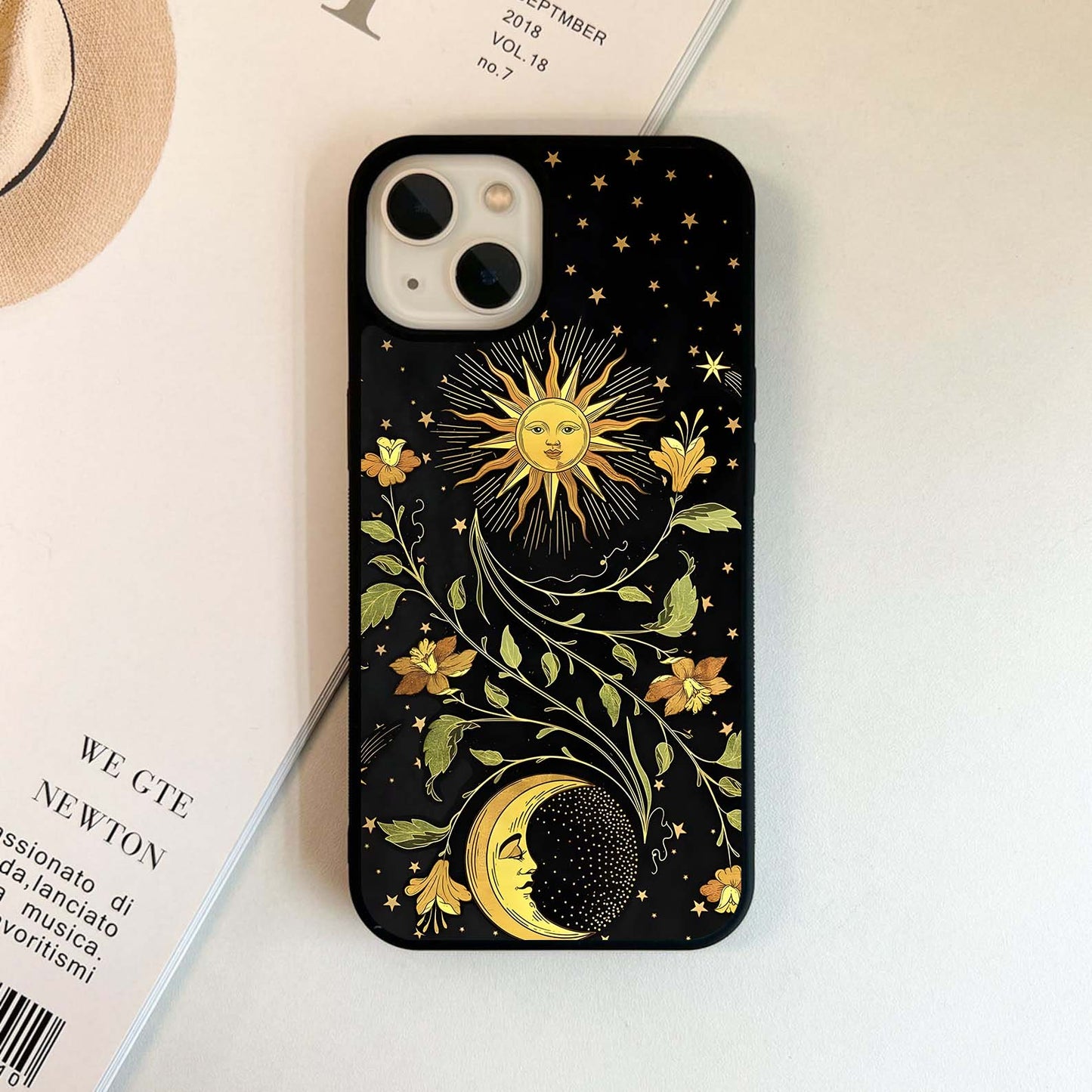 Yellow Astrology Pattern Glass Case