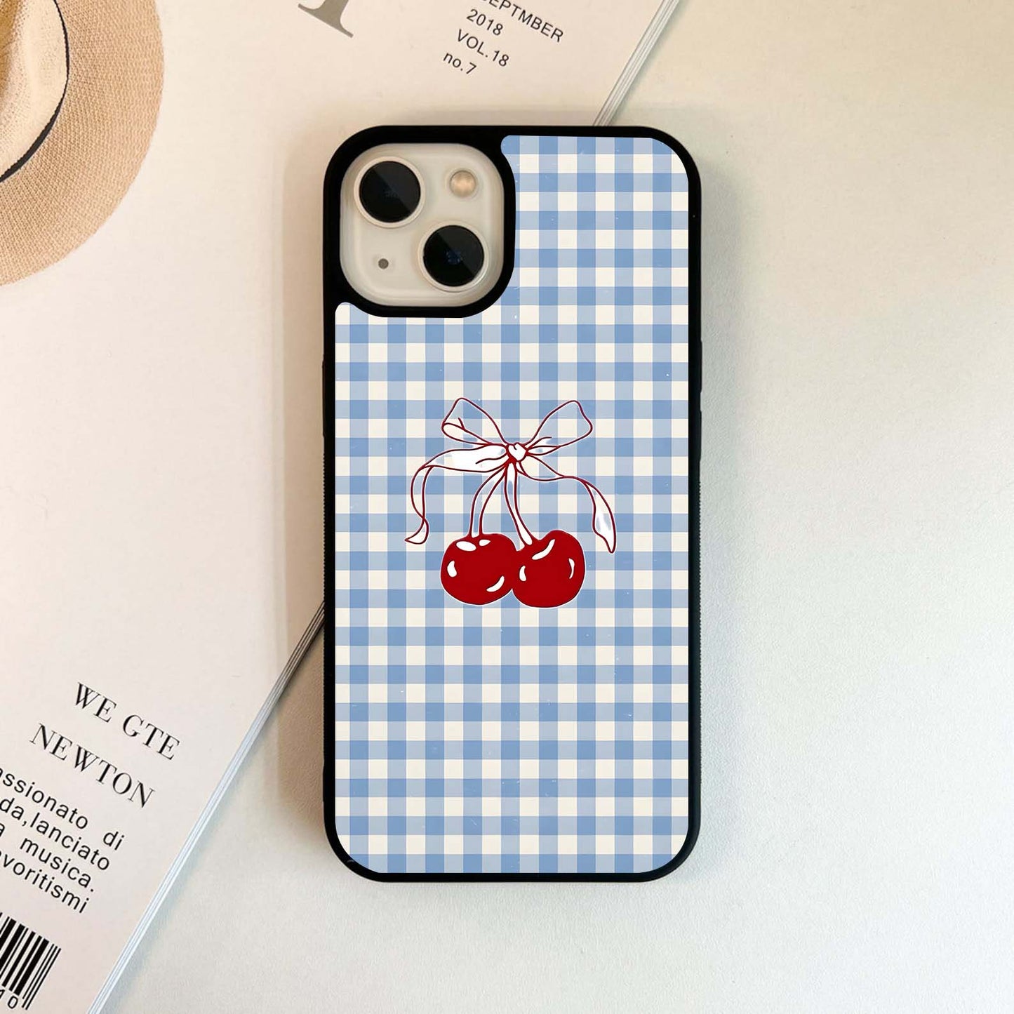 Blusshy Cherry With Checker Glass Case