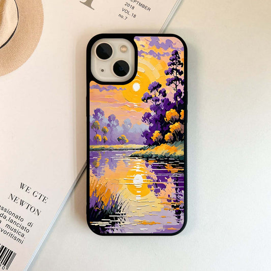 Sunset Painting Landscape Glass Case