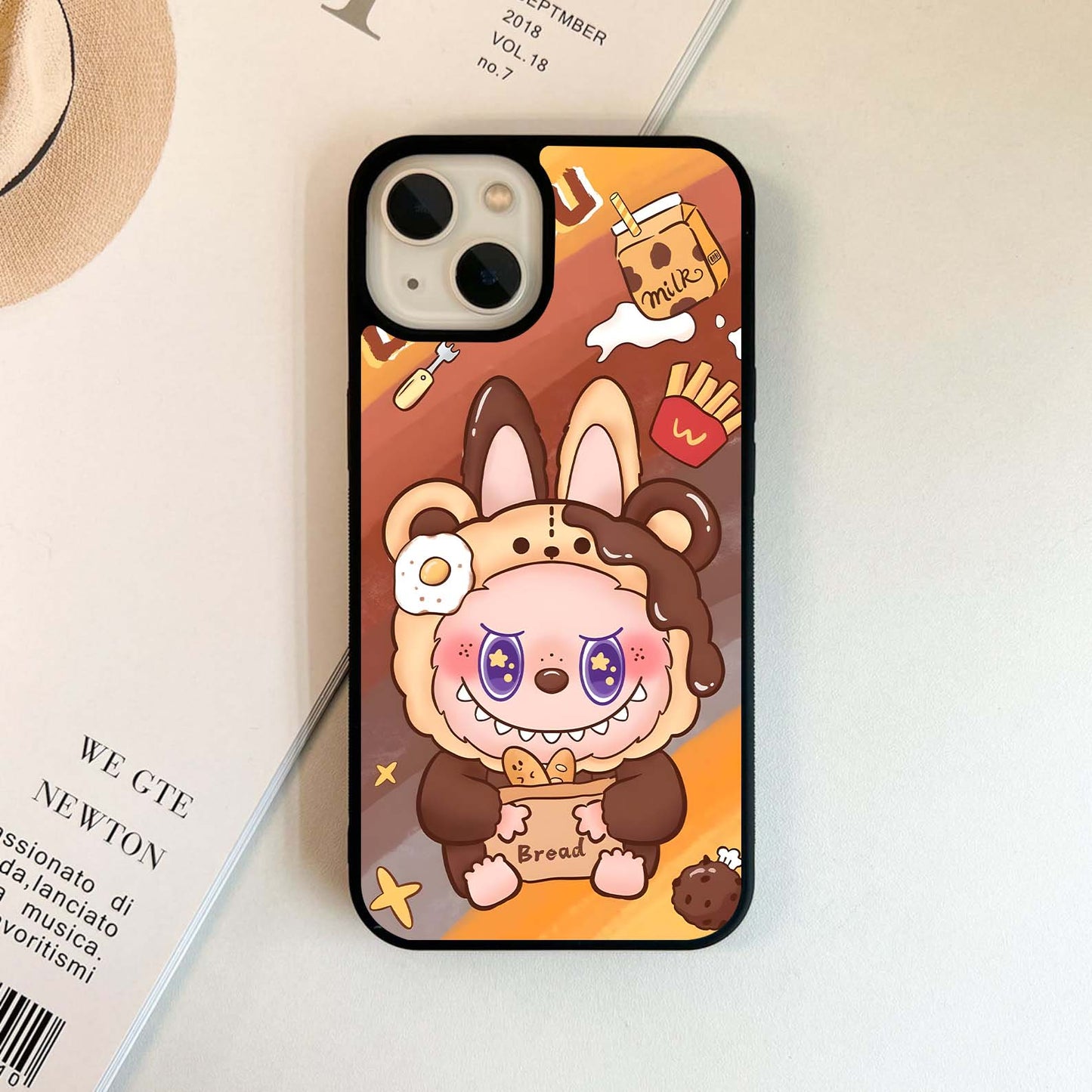 Labubu with Bread Glass Case