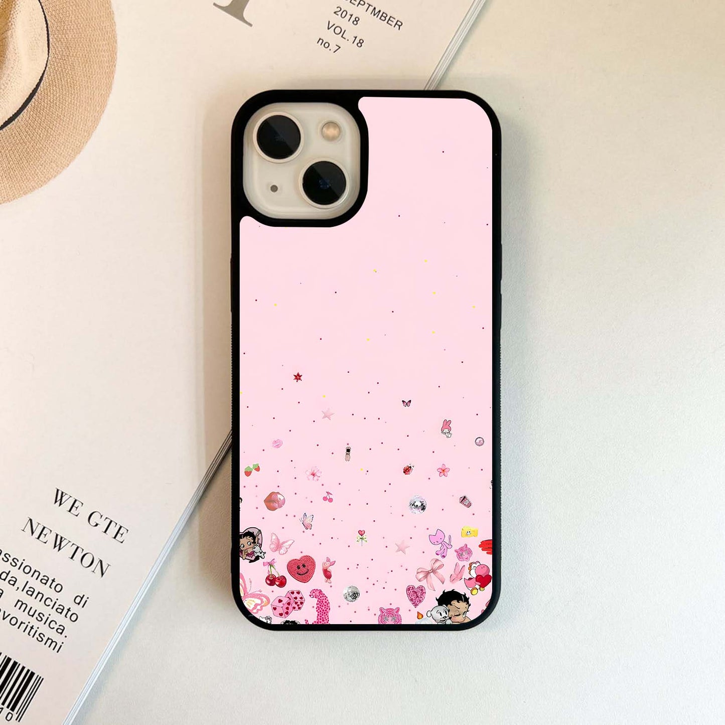 Pink Doodles & Charms Glass Case