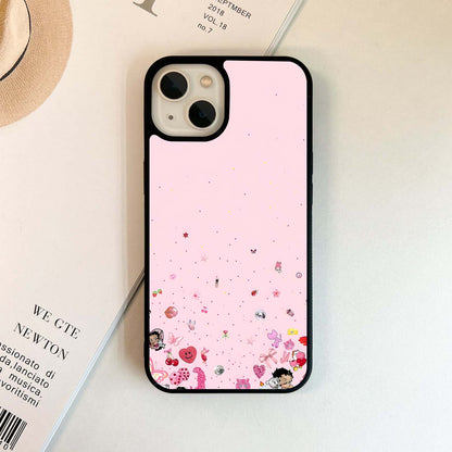 Pink Doodles & Charms Glass Case