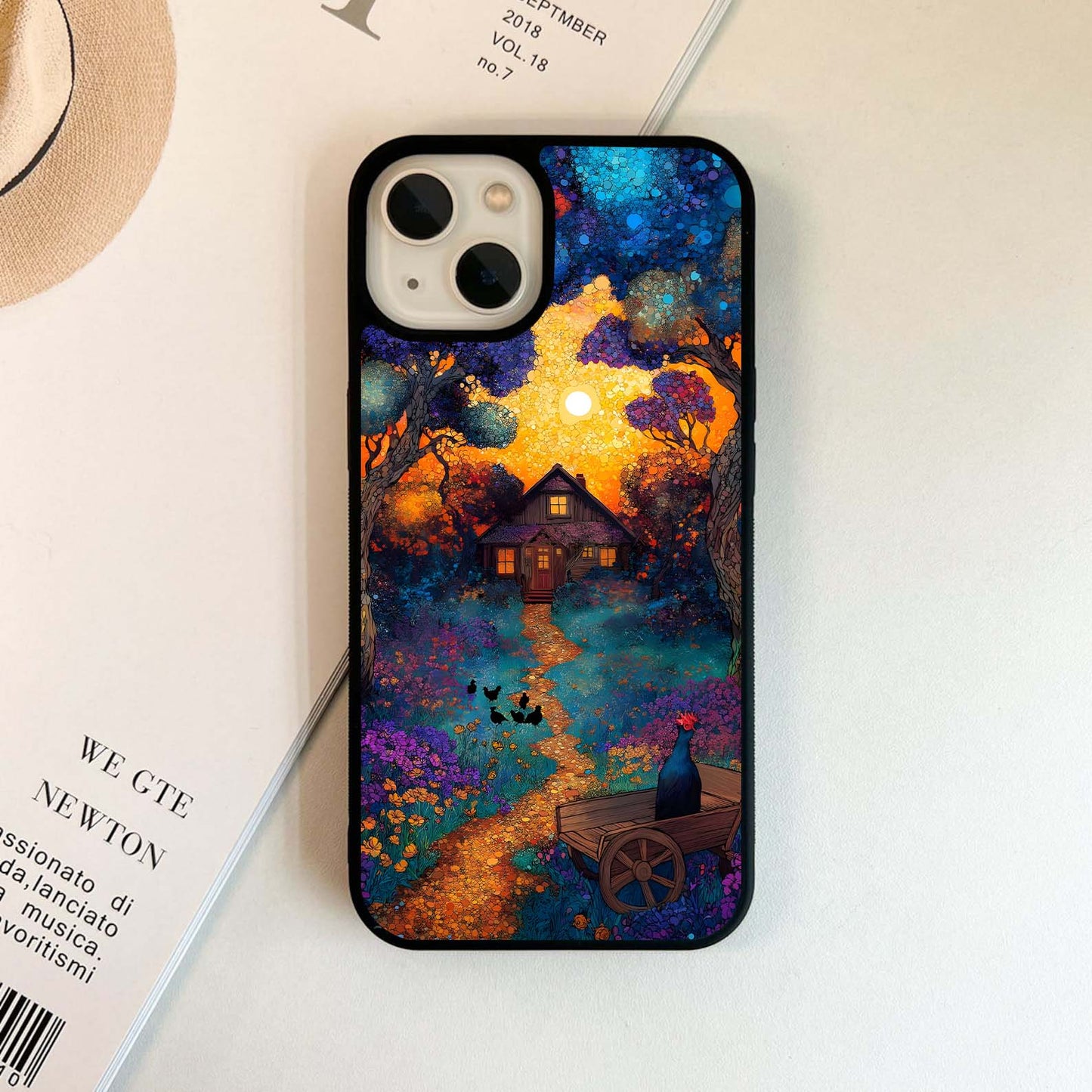 Vibrant Cottage in Magical Forest Glass Case