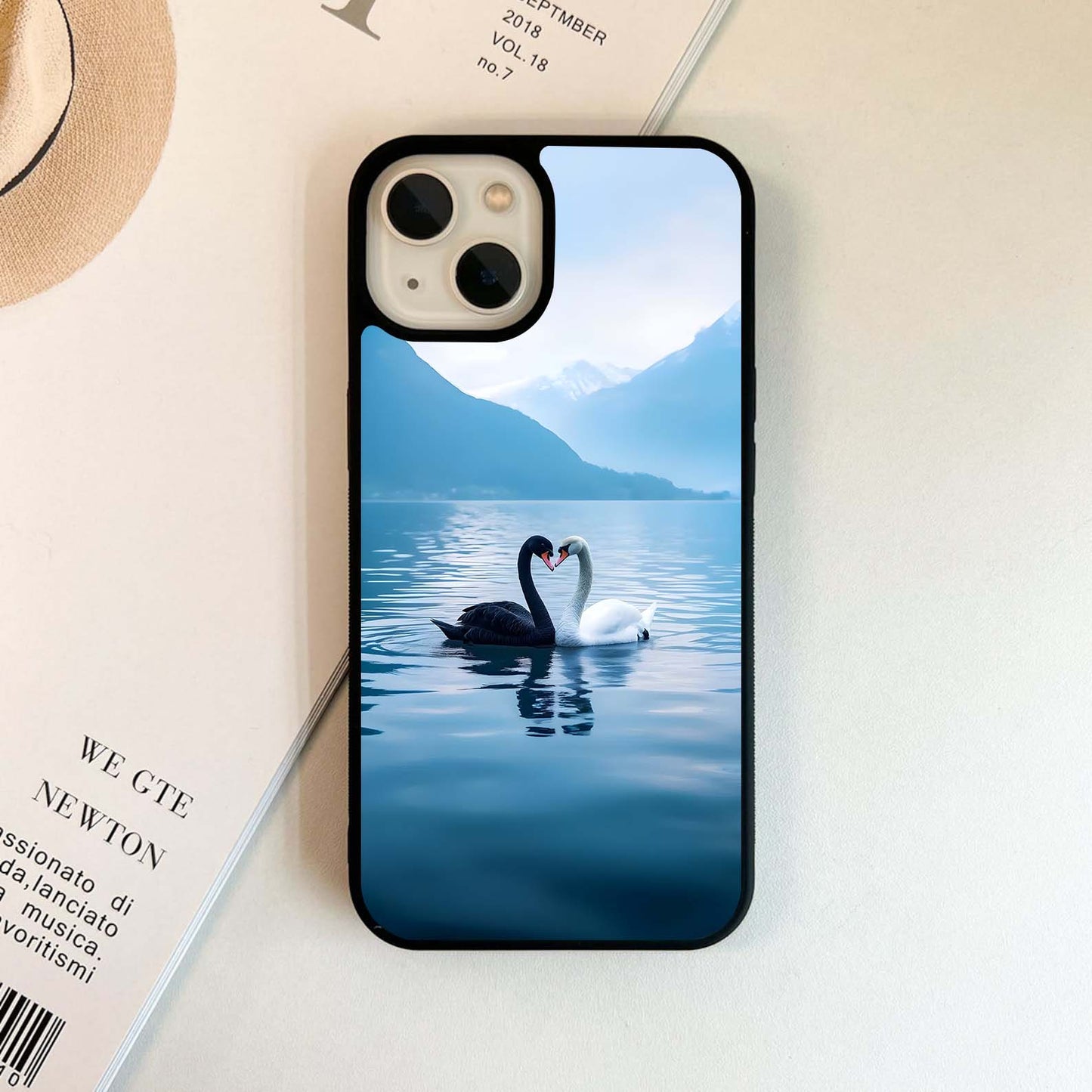 Swan Love Lake Glass Case