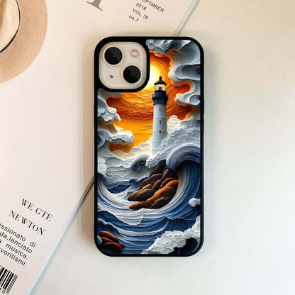 Sunset Lighthouse Surge Glass Case