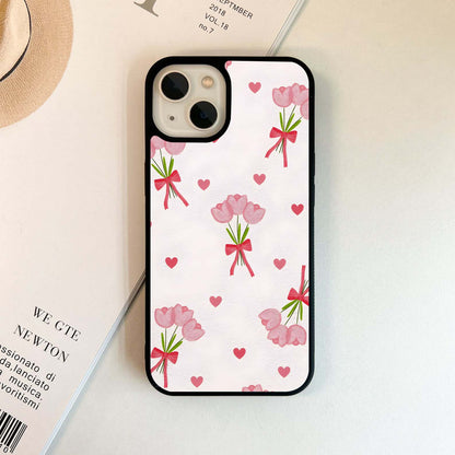 Pink Tulip bouquets Glass Case